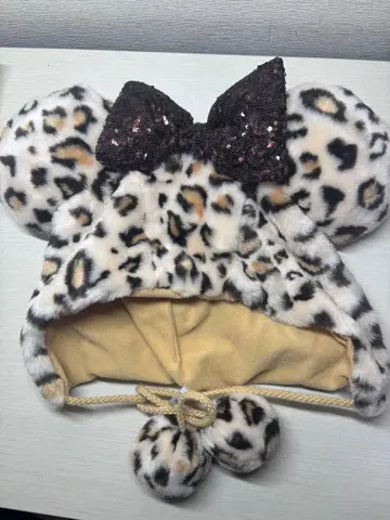 디즈니 팬캡 미니 레오파드 무늬 브라운 모자 택 포함 새상품