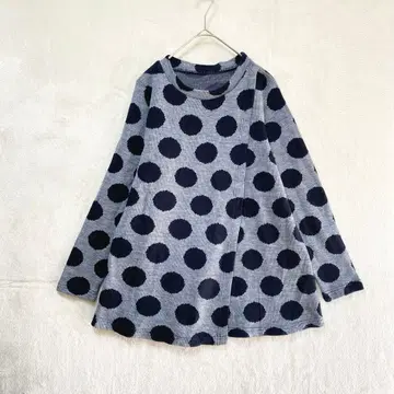 레스피기/도트 무늬 니트 스웨터/38/풀오버 긴팔 그레이