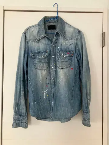 넘버나인 데님 셔츠 페인트 데님 셔츠 numbernine