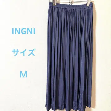INGNI 잉그 다크 블루 플리츠 롱 스커트