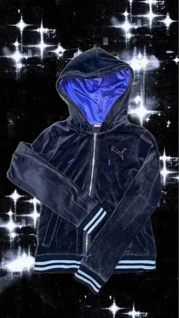 PUMA 네이비 벨벳 후드티 y2k