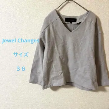 Jewel Changes 그레이 V넥 긴팔 36 일본제