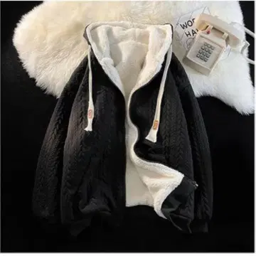 쉘파 자켓 남성용 후드 부착 후드티 보아 안감 블랙