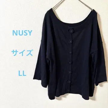 NUSY 누지 네이비 오프숄더 5부 소매 가디건 냉방병 예방