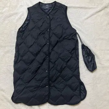 유니클로 울트라 라이트 다운 롱 베스트 452256 블랙 퀼팅