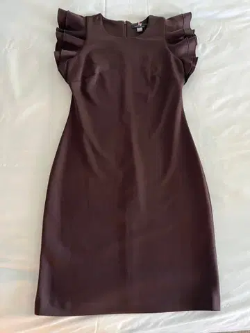 타미힐피거 프릴 장식 다크 브라운 드레스