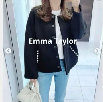 엠마 테일러 펄 노카라 블랙 자켓 블랙