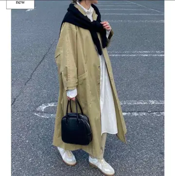FASHIRU 스텐카라 코트 롱 코트 트렌치코트 베이지