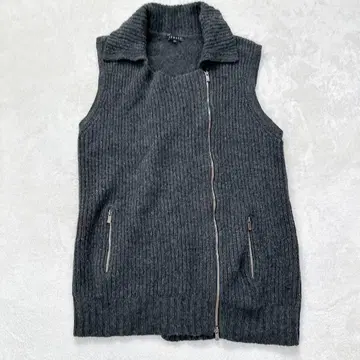 띠어리 캐시미어 혼방 니트 베스트 지퍼 라이더형 그레이 S