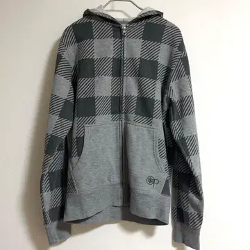 퀵실버 그레이 체크 후드티