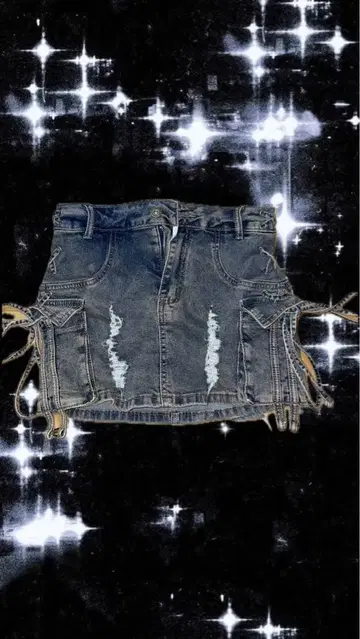 데님 스커트 M 데미지 가공 y2k