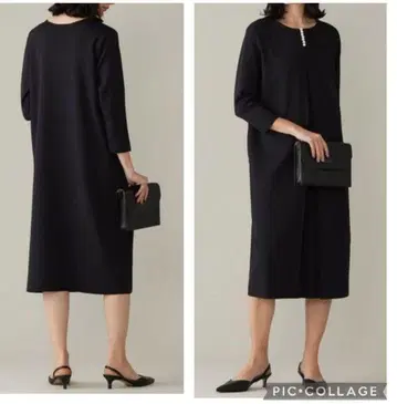 자유구 펄 디테일 니트 원피스 44 사이즈 네이비