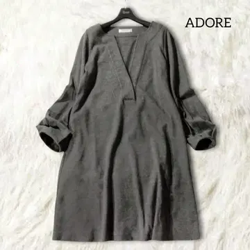 어도어 원피스 38 M 그레이 울 스티치 심플 무릎 기장 가을/겨울