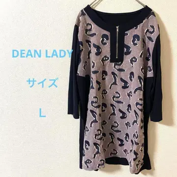 DEAN LADY 애니멀 프린트 5부 소매 T셔츠