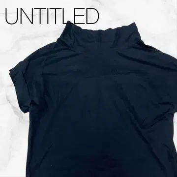 언타이틀 블랙 반팔 하이넥 심플 무지 셔츠