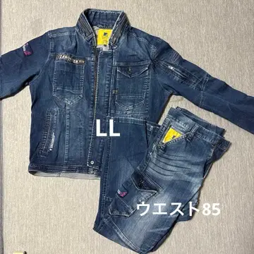 아이즈프론티어 작업복 상하의 세트 스트레치 데님 LL