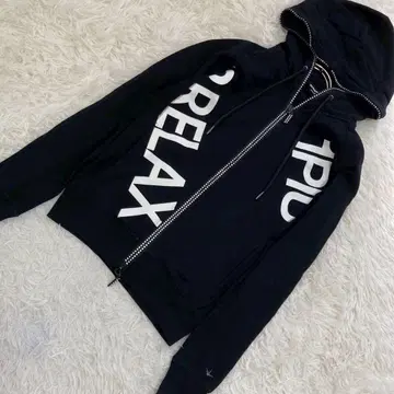 1PIU1UGUALE3 로고 후드티 블랙 S 큐빅