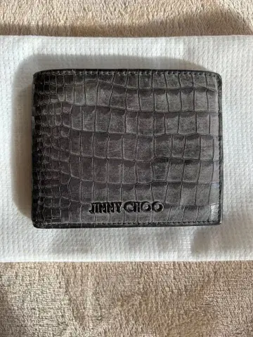 JIMMY CHOO 그레이 크로커다일풍 접이식 지갑