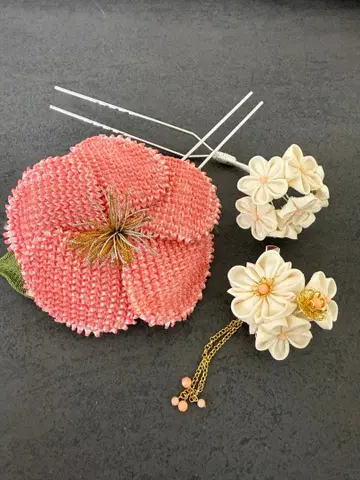 순수 실크 크레이프 원단 머리 장식