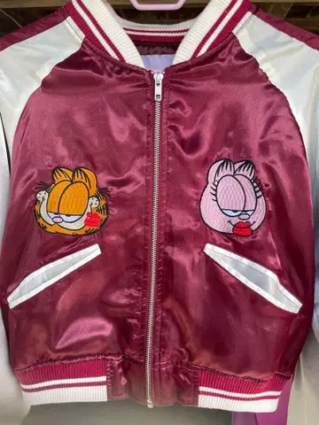 가필드 자수 자켓 버건디 스카잔