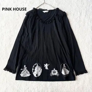 핑크하우스 롱T 티셔츠 프릴 신데렐라 레어 블랙 미사용급