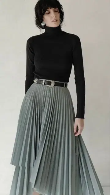 CLANE WRAP PLEATS SKIRT 그린 플리츠