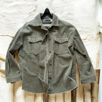 ZARA 카키 코듀로이 자켓 아우터 자켓 코트 넉넉하게