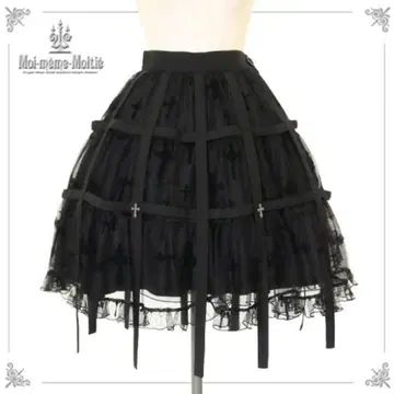 십자가 플로키 새장 스커트 블랙 x 블랙
