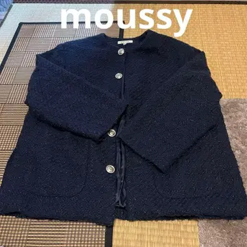 MOUSSY 네이비 테일러드 자켓 트위드