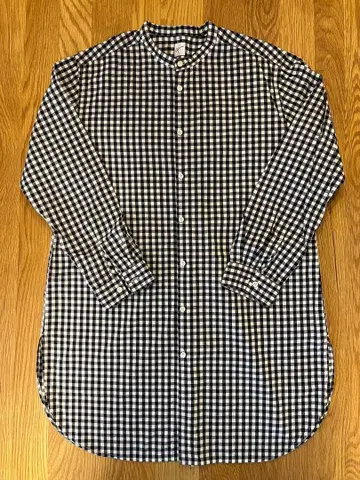 grin 깅엄 체크 긴팔 튜닉 셔츠