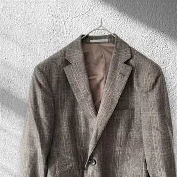 코메로 테일러드 자켓 브라운 체크 이탈리아제 원단 오피스