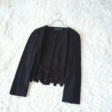 AMULETI 노카라 자켓 컷워크 블랙 M 울 혼방