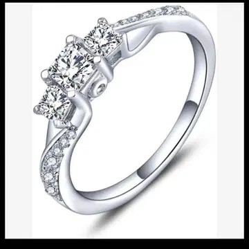 실버 3석 다이아몬드 반지