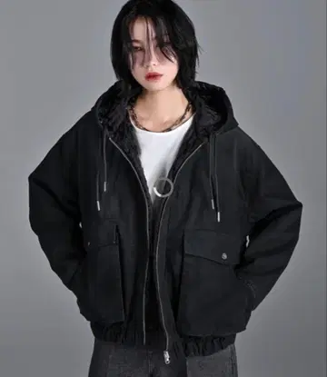 빈티지 메이크 숏 덕 블루종 리버서블 지퍼 후드티