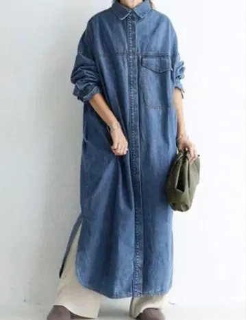 안티카 데님 셔츠 원피스