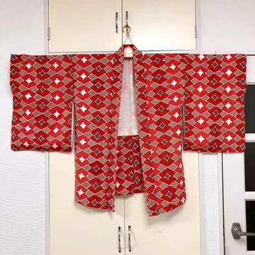 [ 새상품급 ] 쇼와 레트로 빨간색 x 블랙 기하학 패턴 겉옷