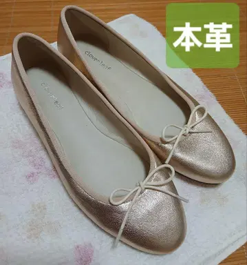 새상품 천연 가죽 펌프스 핑크 골드 발레 슈즈 가죽 플랫슈즈