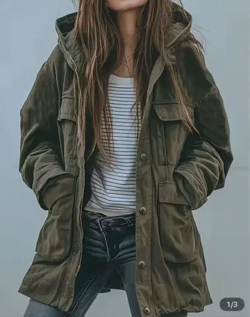 올리브 후드 부착 후드티