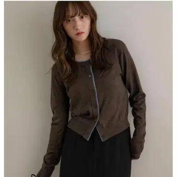 브라운 x 블루 긴팔 가디건 NOAHL