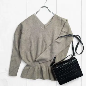 세존드파피용 긴팔 스웨터 XL 베이지 V넥 니트 t2060