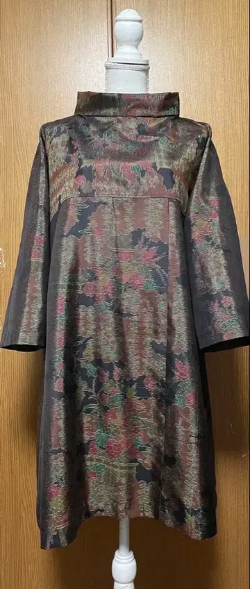 기모노 리메이크 오시마 A라인 튜닉 원피스 롤 칼라