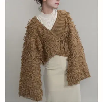 euw 루프 니트 가디건 브라운 니트 가디건