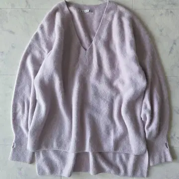 시너리 라쿤 V넥 풀오버 퍼플 오버 사이즈 너구리 100