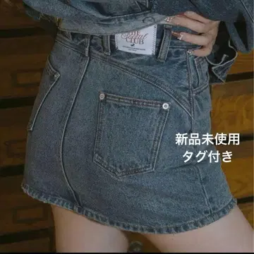 택 포함 새상품 Darich 백 커브 데님 미니 스커트 BLU M 사이즈