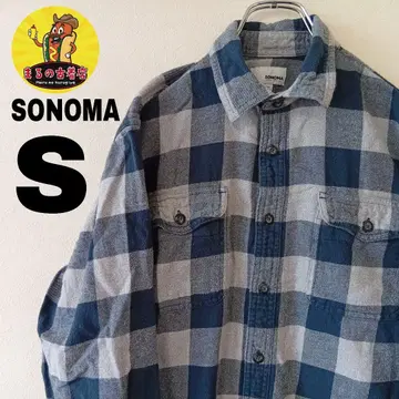 USA 구제 의류 SONOMA 플란넬 셔츠 S 네이비 그레이 체크