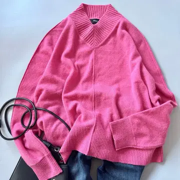 새상품급 띠어리 캐시미어 100% 하이넥 니트 스웨터 핑크