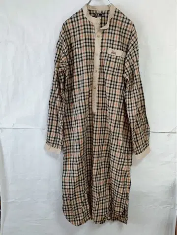 DAKS 닥스 롱 기장 셔츠 원피스 체크 무늬 베이지 LL