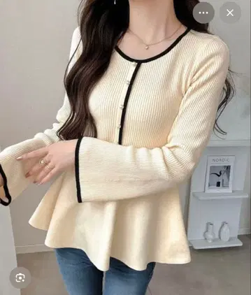 mily bilet 아이보리 리브 니트 S 페플럼