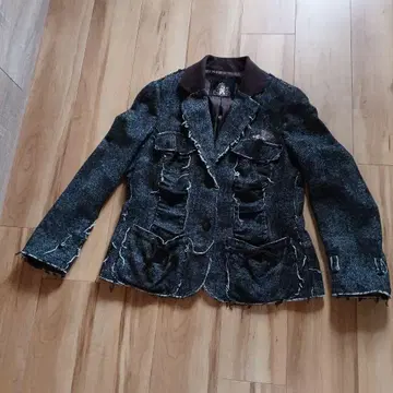 이탈리아 다크 그레이 트위드 테일러드 자켓