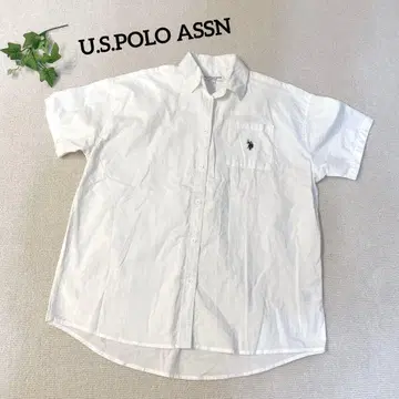 a1964 [ U.S. 폴로 ] 반팔 셔츠 화이트 캐주얼 심플 무지